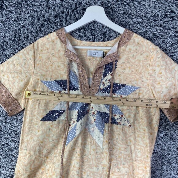COACH X KEITH HARING Quilt Patch Shirt Dress SZ 4 Linen Floral Sequin CottageNEW - Picture 7 of 7